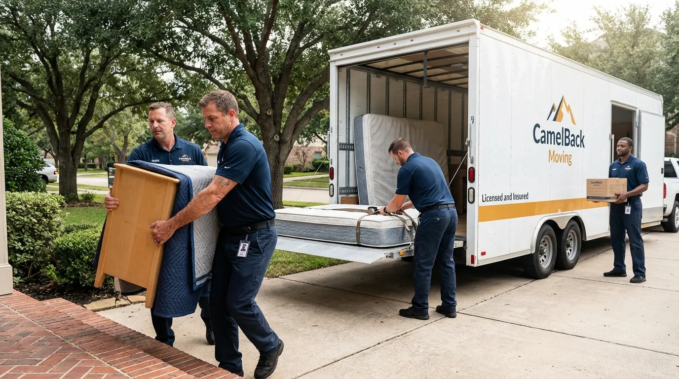 Crew loading residential truck for cross-state move from Bogota, NJ