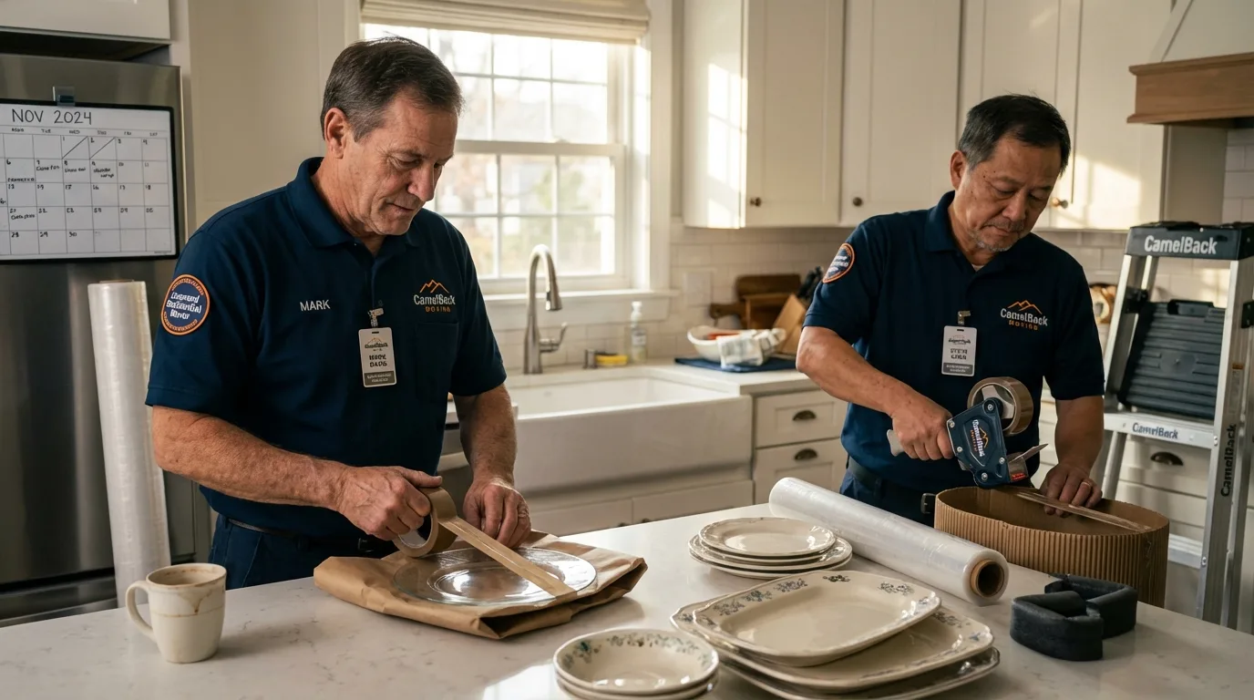 Professional crew packing kitchen dishware in Bogota, NJ